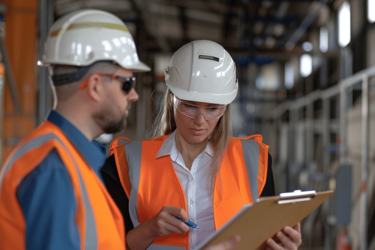 A picture of a group of health and safety workers discussing what is Cat A Asbestos Awareness.
