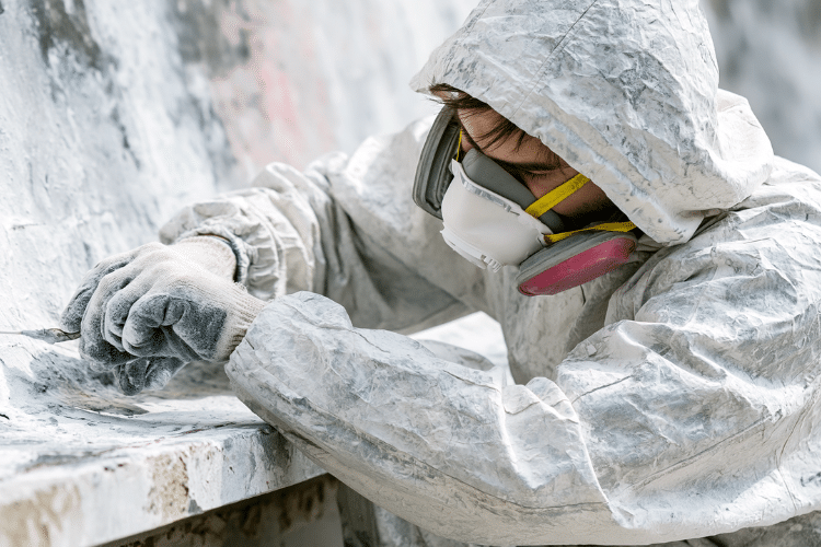 A picture of a non licensed asbestos worker.